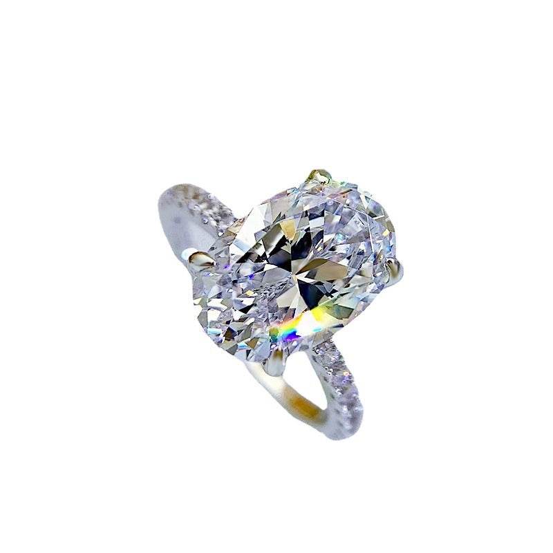 New 925 Sterling Silver 5 Carat Portuguese-Cut Aurora Six-Prong Women's Luxury Premium Ring