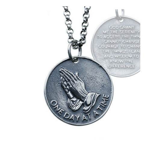 Sterling silver necklace power stone pendant