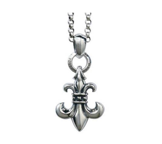 Men's fashion sterling silver cross pendant & necklace