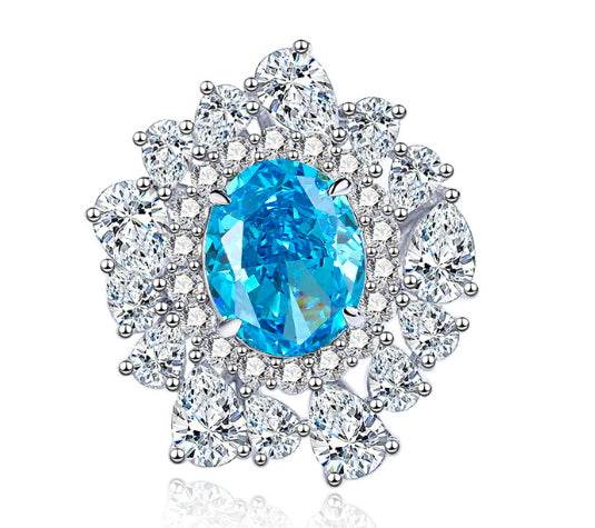 Popular new fashion luxury full diamond 4ct rectangular 8*10 high carbon diamond ring for women