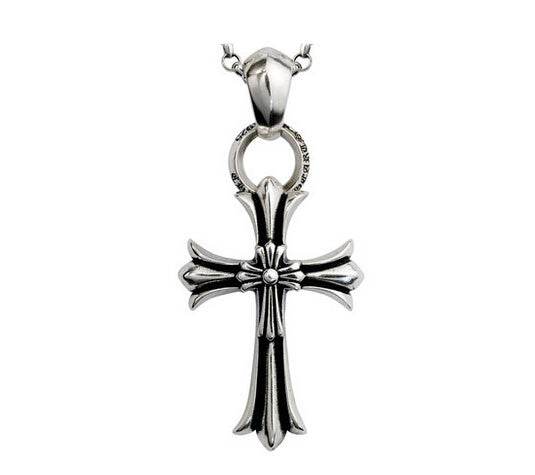 Men's sterling silver design snake cross pendant