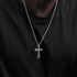 S925 sterling silver cross necklace men's hip-hop trend inlaid zircon pendant women's INS - MOWTE