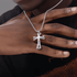 S925 sterling silver cross necklace men's hip-hop trend inlaid zircon pendant women's INS - MOWTE