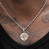 S925 sterling silver cross necklace men's hip-hop retro disc pendant women's collarbone chain - MOWTE