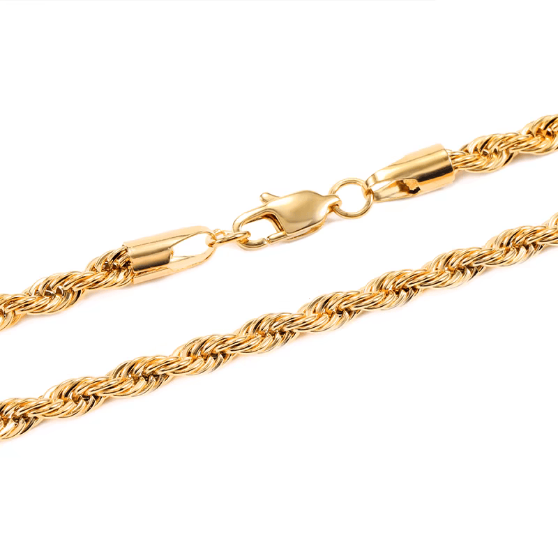 Short twist chain gold Fried Dough Twists chain plated 18K gold necklace hip hop clavicle chain - MOWTE