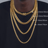 Golden Hip Hop Cuban Chain Necklace Men's Trendy Rap Street High Quality Titanium Steel Female Stainless Chain Neck Chain - MOWTE