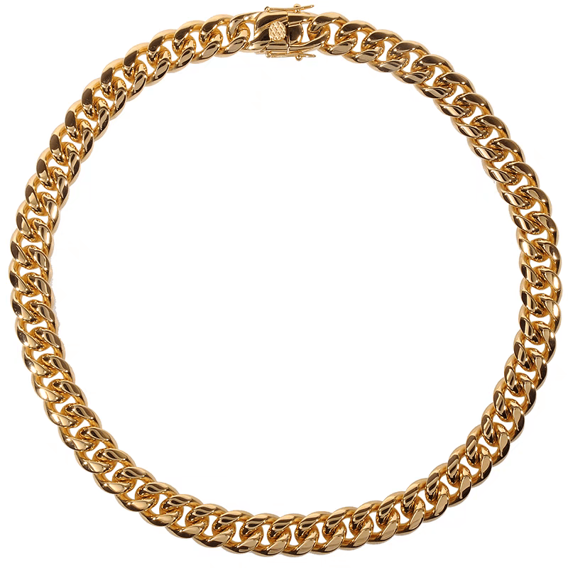 Golden Hip Hop Cuban Chain Necklace Men's Trendy Rap Street High Quality Titanium Steel Female Stainless Chain Neck Chain - MOWTE