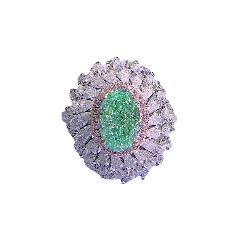 Paraiba color 6*9 ring for women 925 silver design fashionable temperament - MOWTE