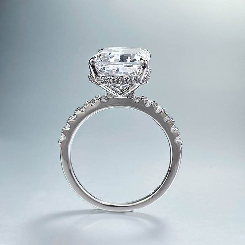 S925 Silver New Product Ins Style Daily Simplicity 9 * 13mm rectangular white diamond ring for women - MOWTE