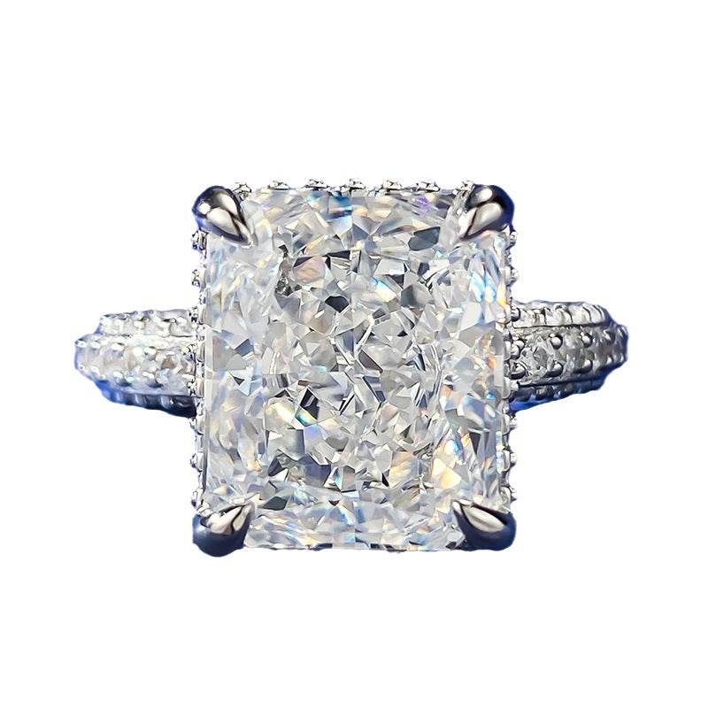 New S925 Silver Luxury High Carbon Diamond 10 * 12 Ring female - MOWTE