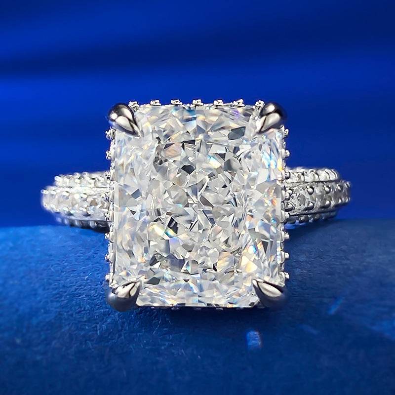 New S925 Silver Luxury High Carbon Diamond 10 * 12 Ring female - MOWTE