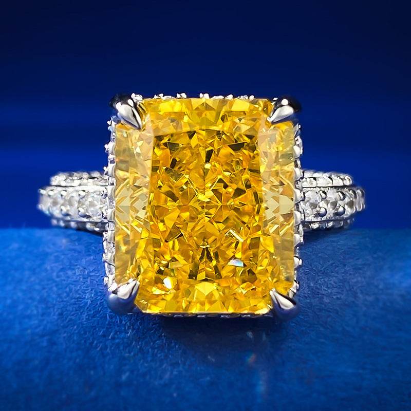 New S925 Silver Luxury High Carbon Diamond 10 * 12 Ring female - MOWTE