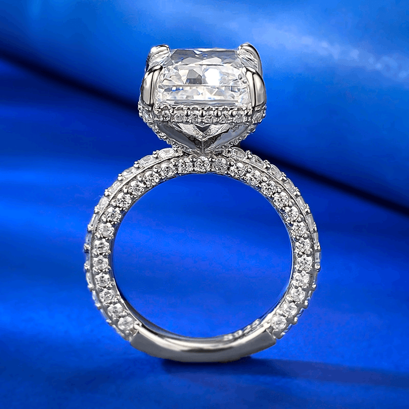 New S925 Silver Luxury High Carbon Diamond 10 * 12 Ring female - MOWTE