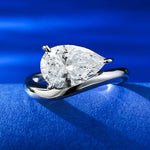 Waterdrop pear cut diamond ring fashion basic model 7 * 11 S925 Silver High Carbon Single Diamond - MOWTE