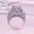 New Style S925 Sterling Silver 12x12mm High Carbon Diamond & Pink Diamond Fashion Halo Women's Ring - MOWTE