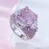 New Style S925 Sterling Silver 12x12mm High Carbon Diamond & Pink Diamond Fashion Halo Women's Ring - MOWTE