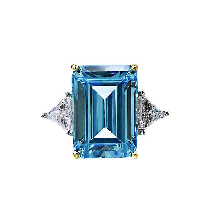 S925 Sterling Silver 10x14mm Rectangular Flat-Top High Carbon Diamond Women's Ring Minimalist & Elegant Design - MOWTE
