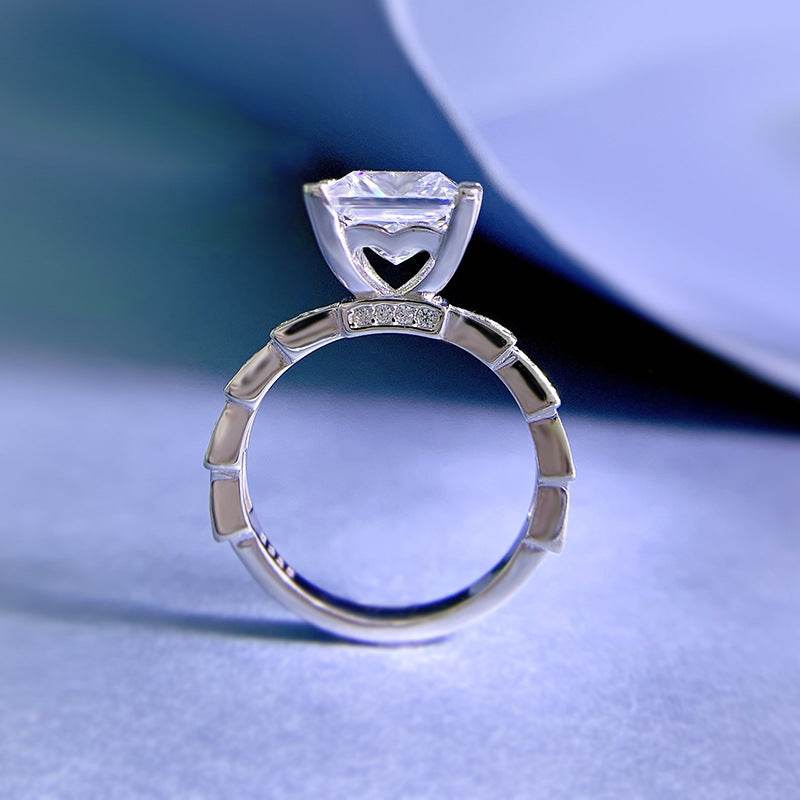 New 925 Silver 2carat High Carbon Diamond 8 * 8 Princess Square Ring Women's Fashion Large Style - MOWTE