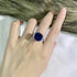 New S925 Silver 13*13mm Royal Blue Premium Feel Ring - MOWTE