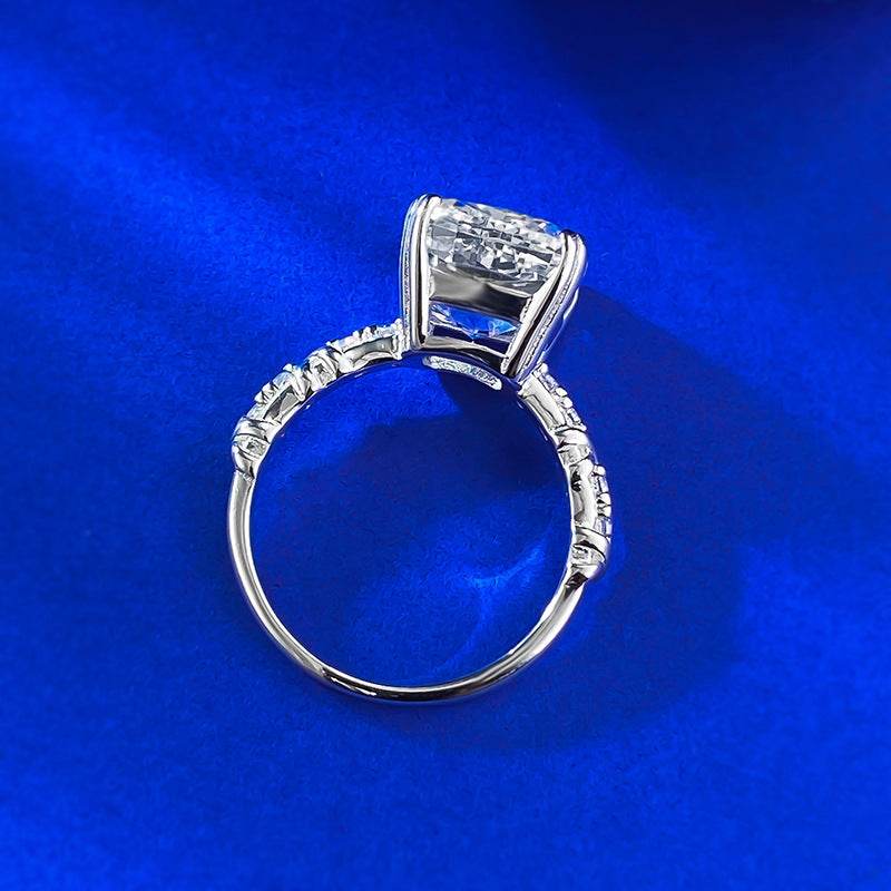 New S925 Sterling Silver High-Carbon Diamond Ice Cut 10x10mm Stylish Everyday Ring - MOWTE