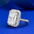 2025 New S925 Sterling Silver High-Carbon Diamond Elongated Step-Cut 10x14mm Asscher White Ring - MOWTE