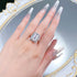 2025 New S925 Sterling Silver High-Carbon Diamond Elongated Step-Cut 10x14mm Asscher White Ring - MOWTE