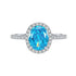 S925 Sterling Silver 1 Carat High-Carbon Diamond & 6x8mm Radiant-Cut Aqua Blue Women's Ring - MOWTE
