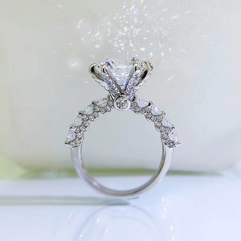 New 925 Sterling Silver 5 Carat Portuguese-Cut Aurora Six-Prong Women's Luxury Premium Ring - MOWTE