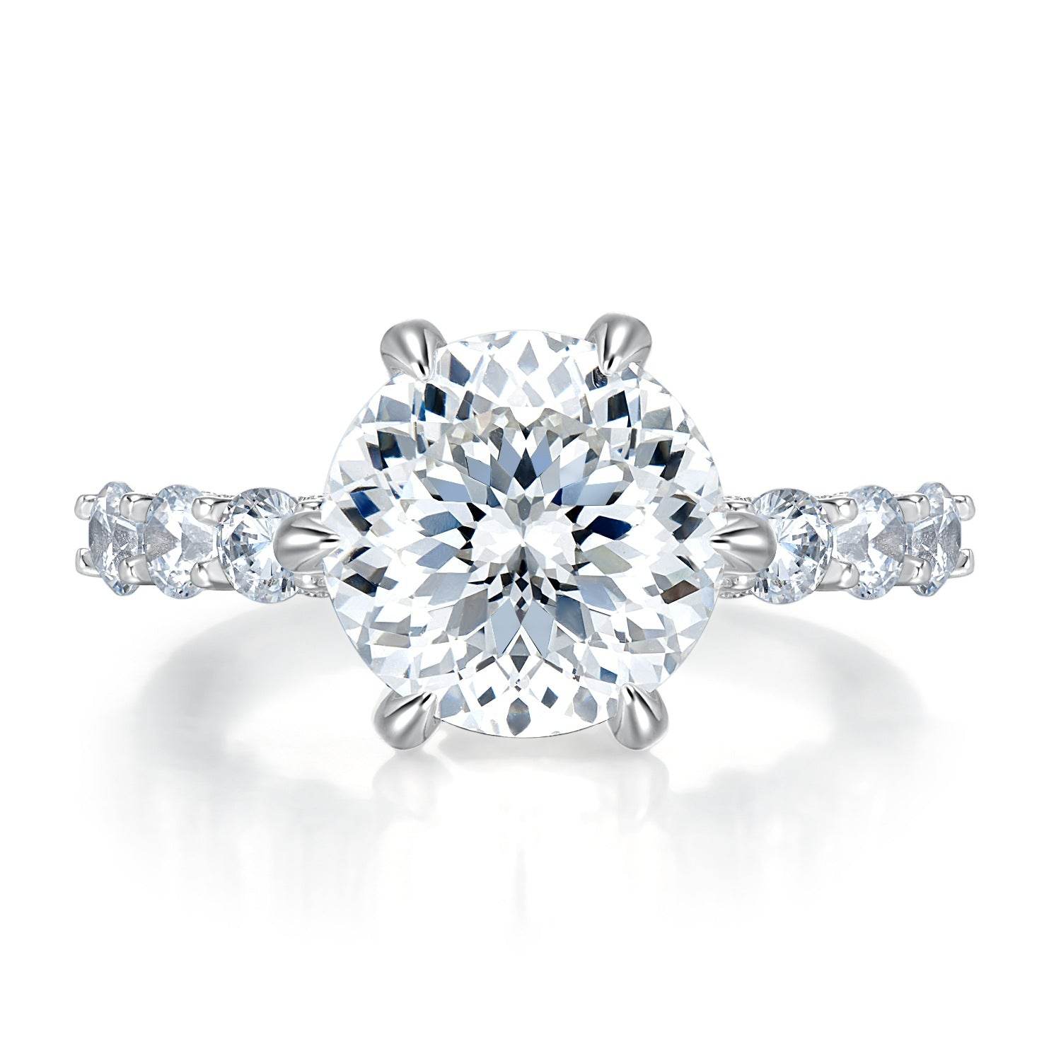 New 925 Sterling Silver 5 Carat Portuguese-Cut Aurora Six-Prong Women's Luxury Premium Ring - MOWTE