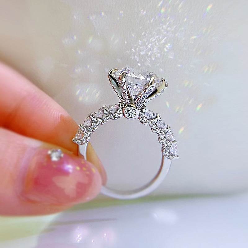 New 925 Sterling Silver 5 Carat Portuguese-Cut Aurora Six-Prong Women's Luxury Premium Ring - MOWTE