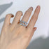 New 925 Sterling Silver Adjustable 6.5mm Round-Cut High-Carbon Diamond Stackable Ring - MOWTE