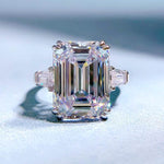 925 sterling silver ring luxury high carbon diamond ring 11*15 emerald cut engagement ring - MOWTE