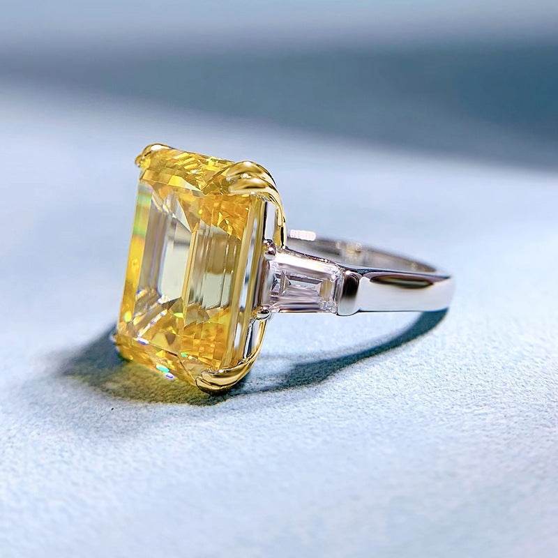 925 sterling silver ring luxury high carbon diamond ring 11*15 emerald cut engagement ring - MOWTE