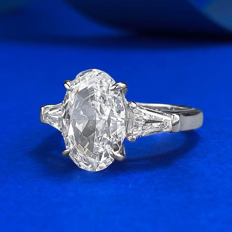 New 925 Silver High Carbon Diamond Ice Flower Cut 8 * 12 Pigeon Egg Wedding Ring for Women - MOWTE