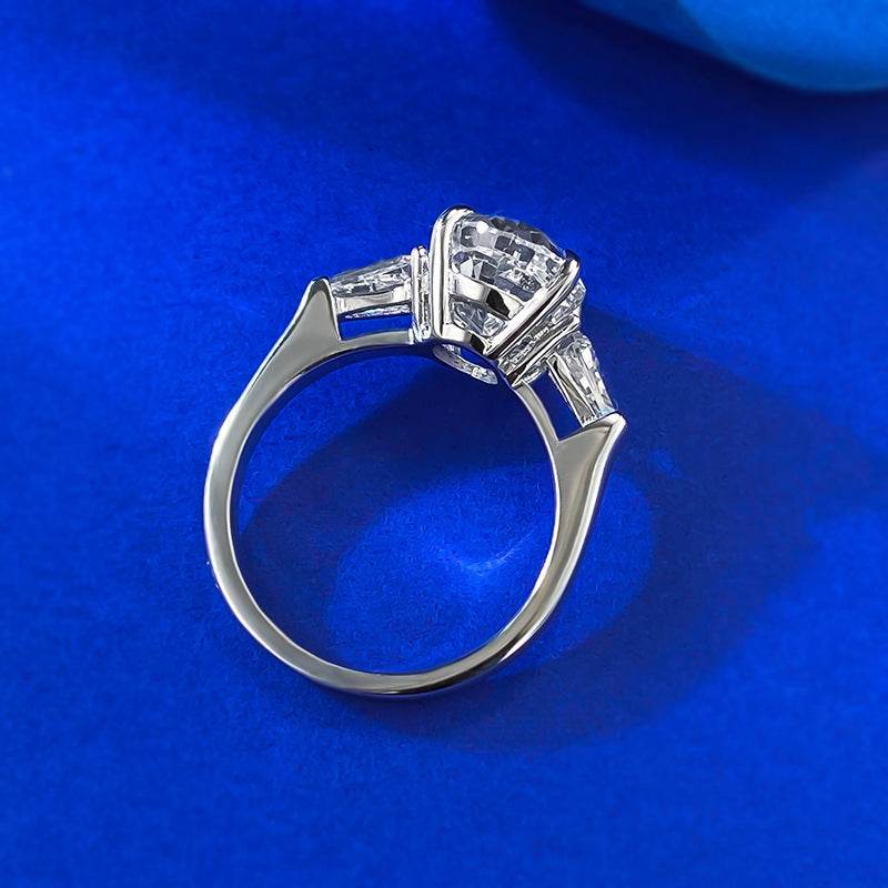 New 925 Silver High Carbon Diamond Ice Flower Cut 8 * 12 Pigeon Egg Wedding Ring for Women - MOWTE