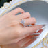 New 925 Silver High Carbon Diamond Ice Flower Cut 8 * 12 Pigeon Egg Wedding Ring for Women - MOWTE