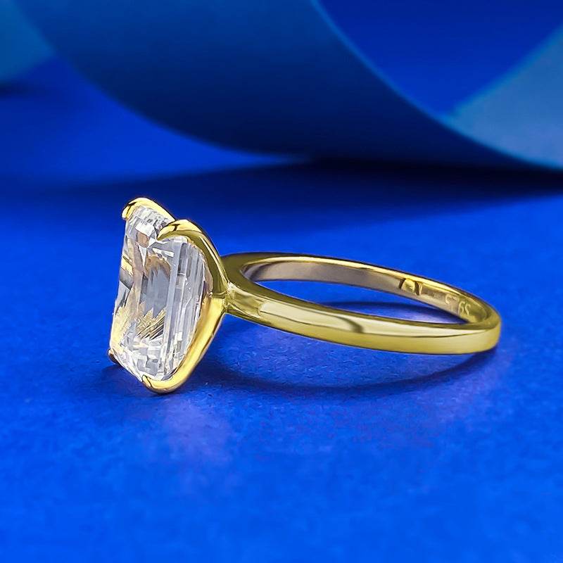 S925 Sterling Silver High-Carbon Simulated Diamond Emerald-Cut 7x10mm Rectangular Top-Selling Ring - MOWTE
