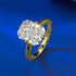 S925 Sterling Silver Gold-Plated High-Carbon Simulated Diamond 8x10mm White Ice-Cut Ring - MOWTE