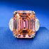 S925 Sterling Silver Women's 15ct Rectangular Asscher-Cut Sunset Orange-Pink Ring - MOWTE