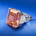 S925 Sterling Silver Women's 15ct Rectangular Asscher-Cut Sunset Orange-Pink Ring - MOWTE