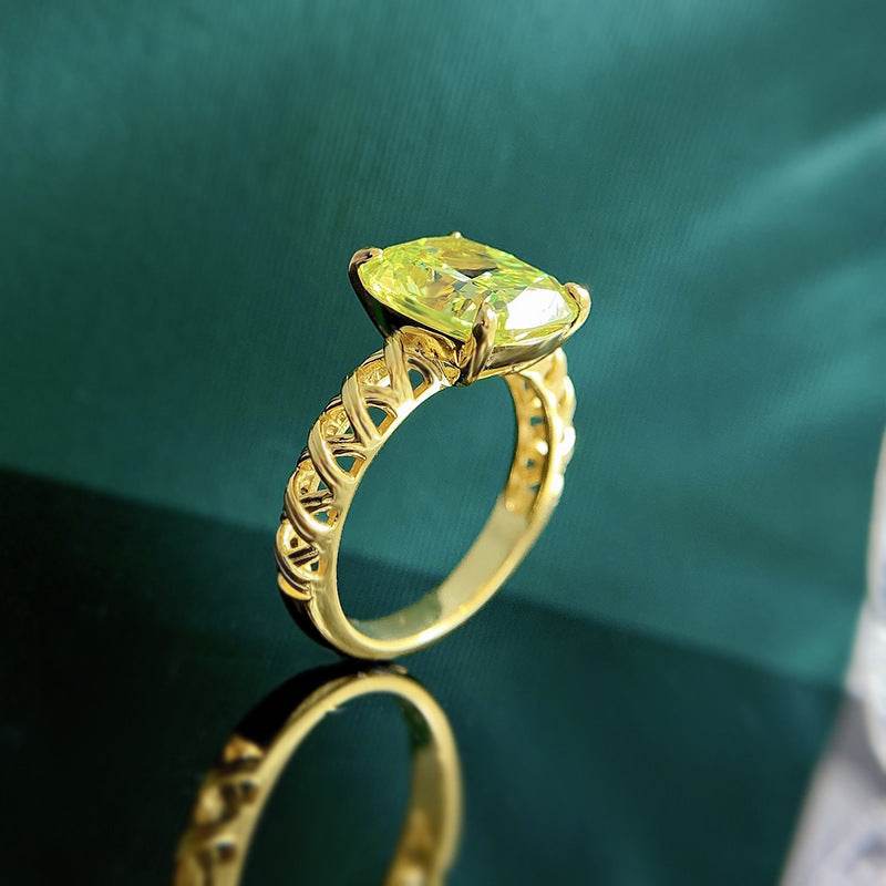 925 silver light luxury simple 9*11mm olive green ring fashionable versatile - MOWTE