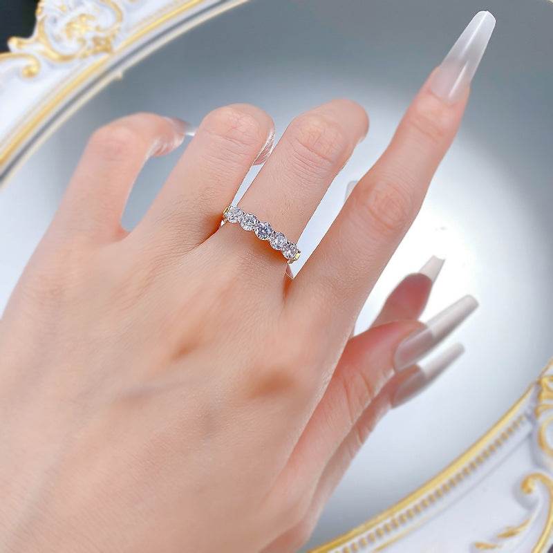 S925 Sterling Silver Stylish Single Row Cubic Zirconia Women's Ring - Minimalist & Stackable - MOWTE