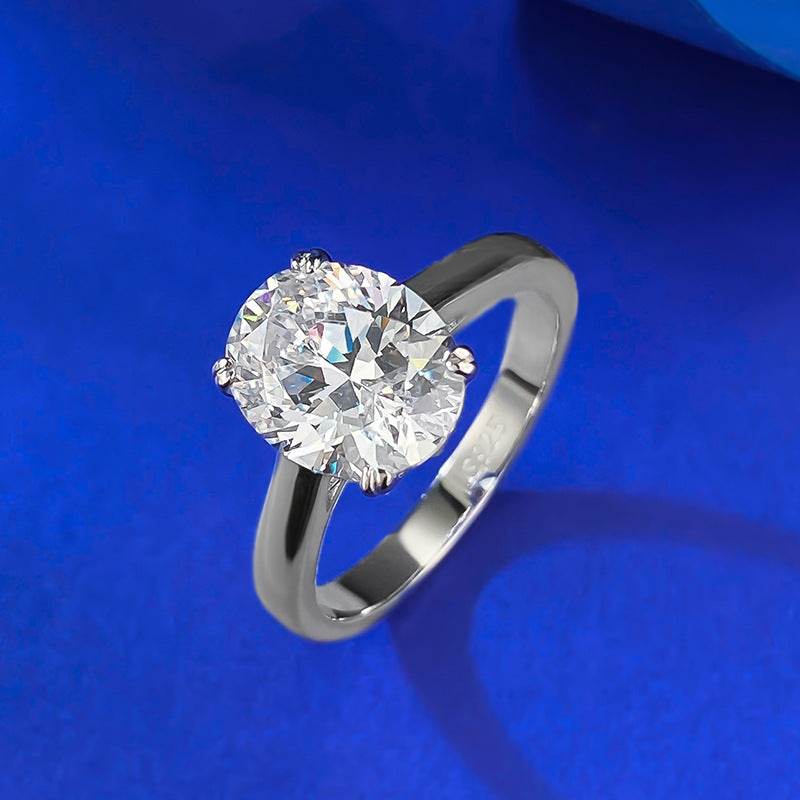 Basic Classic Style Stackable S925 Silver Inlaid 4-carat Pigeon Egg 8 * 10mm Ring - MOWTE