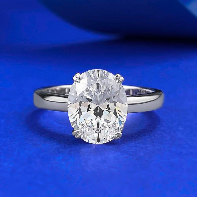 Basic Classic Style Stackable S925 Silver Inlaid 4-carat Pigeon Egg 8 * 10mm Ring - MOWTE