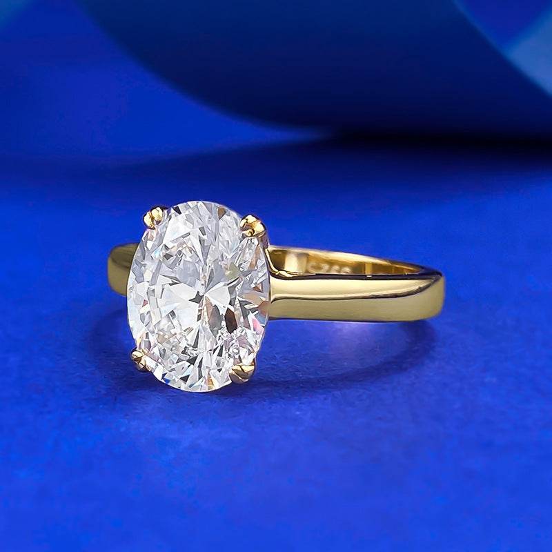 Basic Classic Style Stackable S925 Silver Inlaid 4-carat Pigeon Egg 8 * 10mm Ring - MOWTE