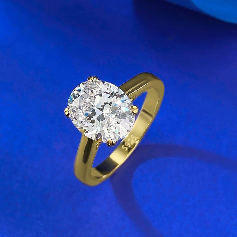 Basic Classic Style Stackable S925 Silver Inlaid 4-carat Pigeon Egg 8 * 10mm Ring - MOWTE