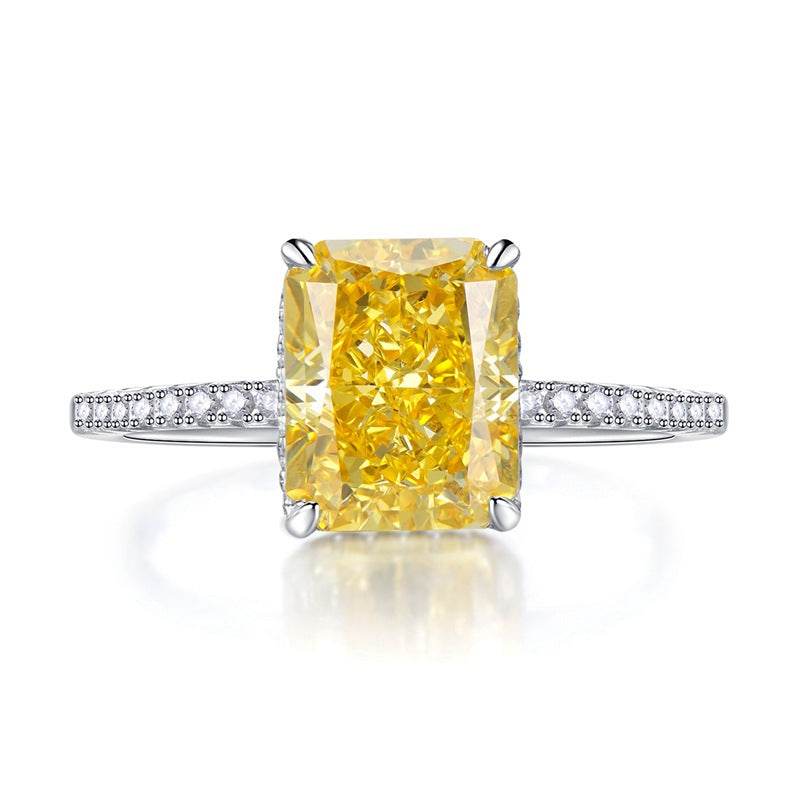 S925 Silver High Carbon Diamond 8 * 10mm Redion Cutting Ring for Women - MOWTE