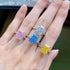 S925 Silver High Carbon Diamond 8 * 10mm Redion Cutting Ring for Women - MOWTE