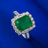 S925 Sterling Silver Imitation Emerald Ring for Women with a 2-carat Cluster Setting and Full Diamond Inlay 7*9mm - MOWTE