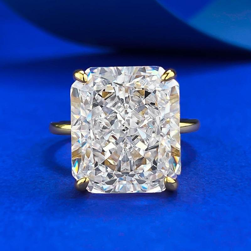 S925 Sterling Silver High-carbon Diamond Ring with Ice Flower Cut 12*14mm Simple Style - MOWTE